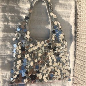 Silver sequined  bag huge style &sparkle.